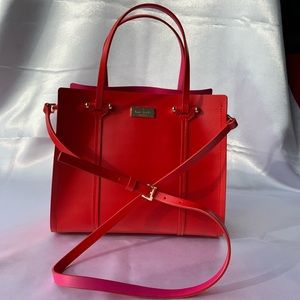 Red Leather Kate Spade Crossbody Bag Tote